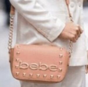 BeBe Small Rose Pink Pebble Structured Leather Shoulder Crossbody Bag